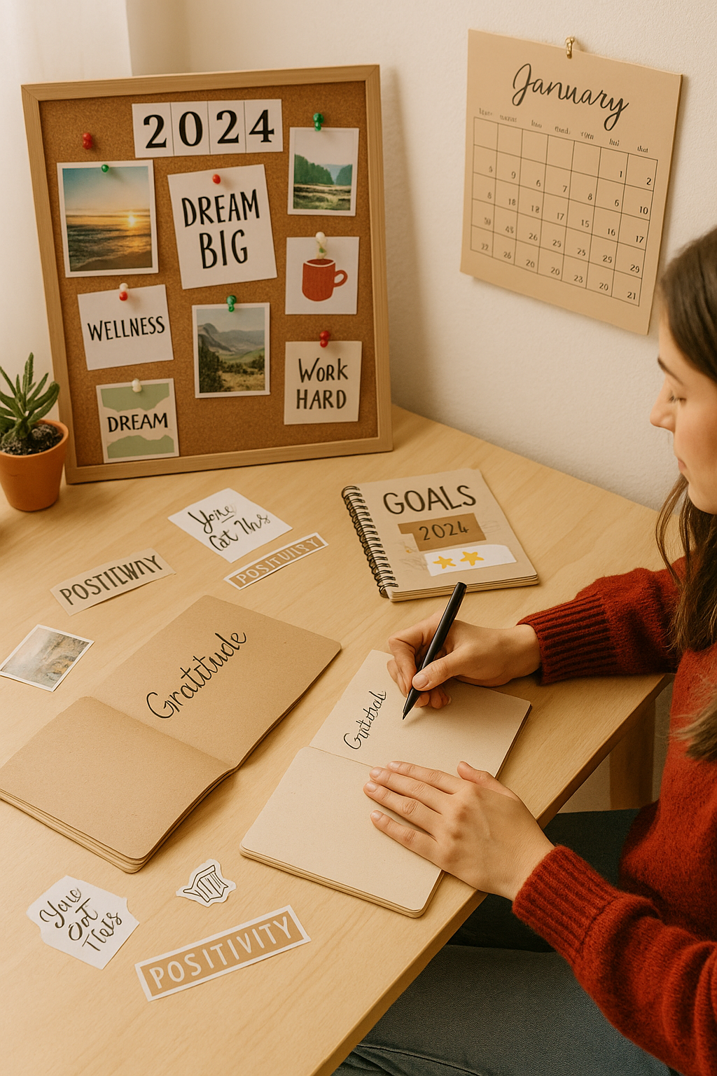 A person knitting a warm scarf using HobbyHive’s DIY knitting kit with soft yarn and wooden needles in a cozy winter setting.