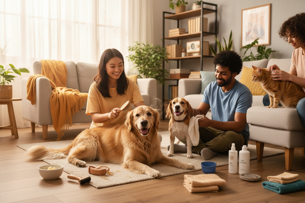 Paw and coat care essentials for dogs and cats: paw care tools and coat care items