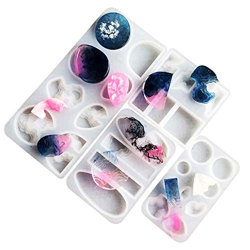 Woohome 40 PCS Island Silicone Mould Jewelry Resin Molds, 5 PCS Resin Casting Molds Jewelry Making Kit for Pendants, Neckl...
