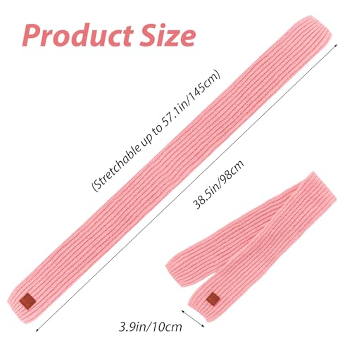 Avxdbr Pink Knitted Scarf Soft Warm Winter Neck Warmer for Girls Cozy Solid Color Knit Muffler Fashion Cold Weather Accessory