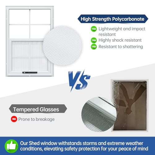 1 Pack 12 x 18 Shed Windows with White Frame, Flush Mount Small Window with PC Screen for Shed for Shed, Chicken Coop, Hou...