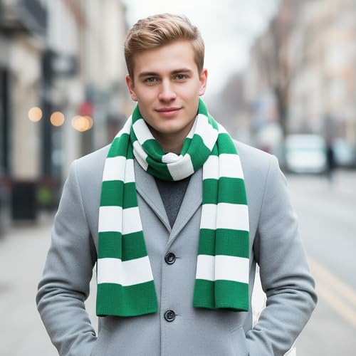 Dxhycc Black and Gray Striped Scarf - Soft Knit Winter Men's Scarf - Cosplay Costume Accessory for Halloween Christmas Party