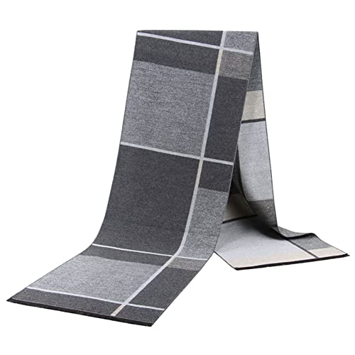 Pibupibu 2 Packs Cashmere Feel Men Scarf for Winter Outdoors, Black Grey Plaid Soft Warm Scarf