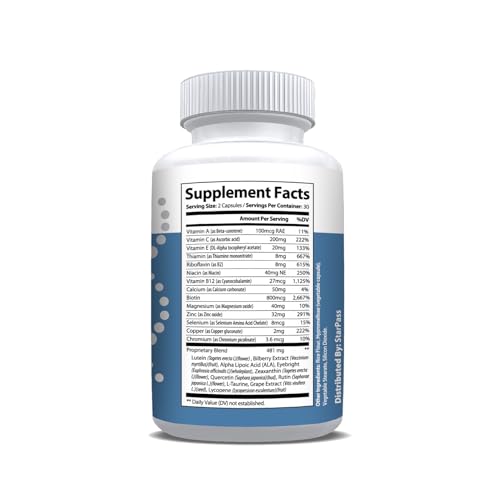 #1 Complete Research Vision Formula Advanced Eye Health Vitamin & Mineral Supplements for Adults w/Bilberry, Lutein, Zeaxa...