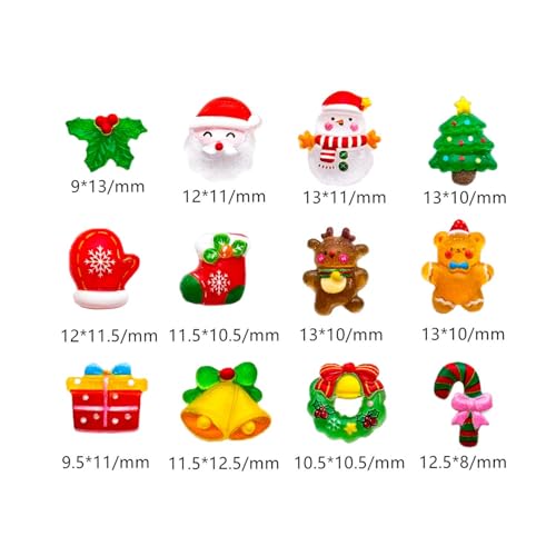 12 Grid Christmas Nail Charms 3D Nail Art Craft Resin Charms Santa Claus Snowman Reindeer Bell Cute Nail Design Xmas Acryl...
