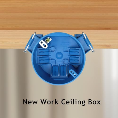 1 Gang PVC Round Ceiling Electrical Box,4" Dia with Grounding Lug and Screw,New Work 20 Cubic inch Box,ETL,for Residential...