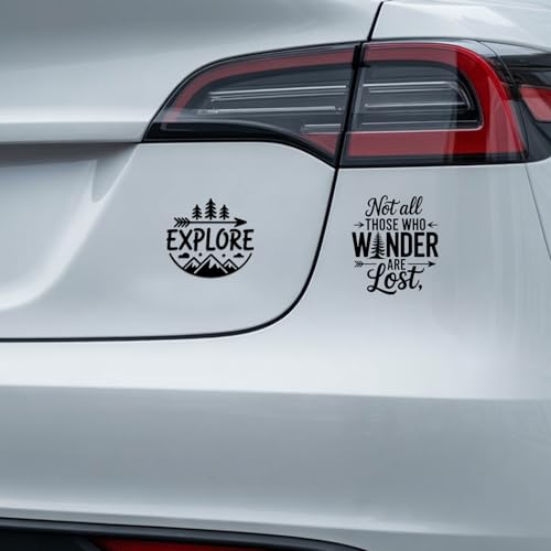 (4PCs) Adventure Quote Decal Set Black UV DTF Decal Waterproof Durable Easy to Apply Adventure Awaits Explore Wanderlust B...