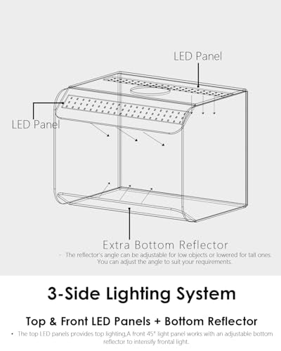 MIJIONE 17"x13"x13"Light Box Photography,Foldable Bi-Color Dimmable Shooting Tent Kit with LED Lights & 3 Backdrops，Photo ...