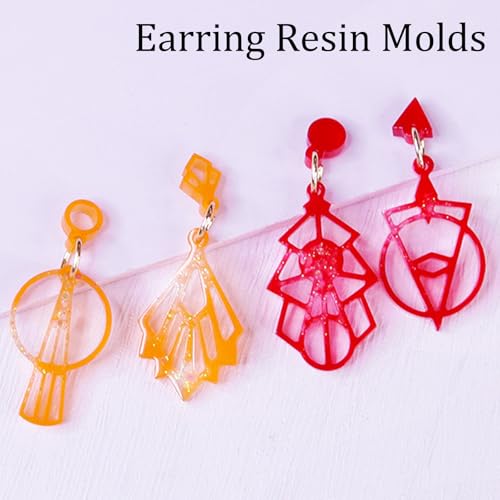 (4 Pack) Resin Earring Molds,Silicone Jewelry Mold with Hole, Variety Shape Geometric Resin Jewelry Molds for DIY Earrings...