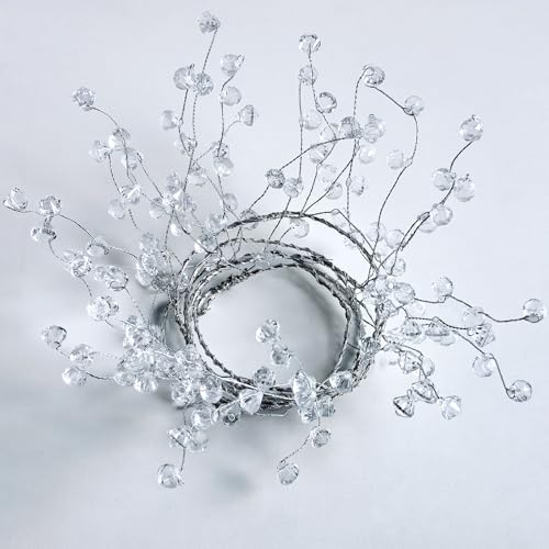 (10 Pack) 47” Clear Diamond Beaded Crystal Christmas Garland - Wire String Acrylic for Christmas Decorations, DIY Wreath W...