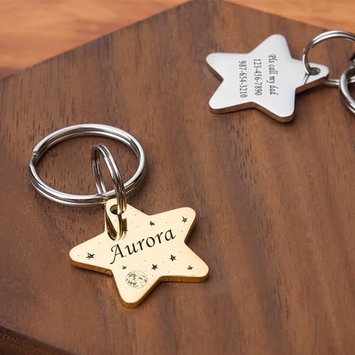 Anavia Small Size Dog Cat ID Tags, Small/XS Personalized Color Plated Stainless Steel Puppy Kitten Name Tags, Customized E...