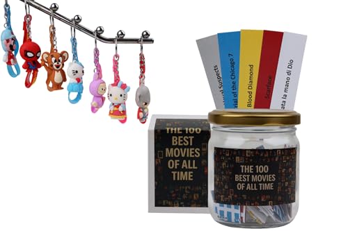 MEYA 100 Best Movies Ever Jar | Must-Have Films for Movie Lovers | Handcrafted Gift with Surprise Character Keychain for F...