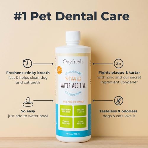 Oxyfresh Premium Pet Dental Care Solution Pet Water Additive: Best Way to Eliminate Bad Dog Breath and Cat Bad Breath - Fi...
