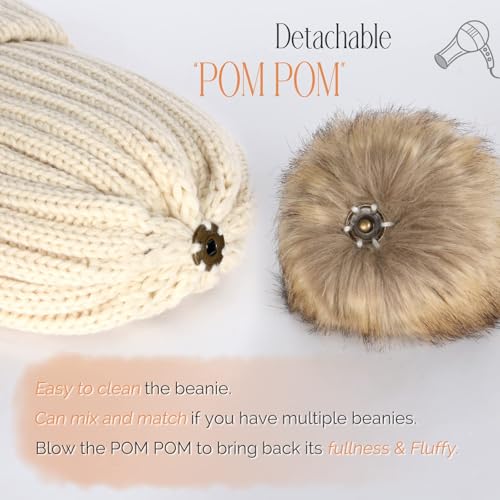 FURTALK Winter Beanie Hats for Women Fleece Lined Pom Pom Knitted Warm Beanie Caps