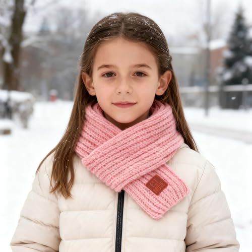 Avxdbr Pink Knitted Scarf Soft Warm Winter Neck Warmer for Girls Cozy Solid Color Knit Muffler Fashion Cold Weather Accessory