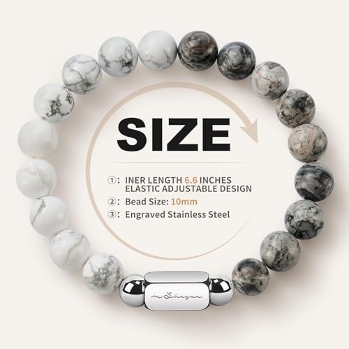 Bracelets for Men, 10MM Adjustable Men's Elastic Beaded Bracelet, Handcrafted Gifts for Anniversary, Birthday, Christmas, ...