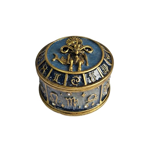 XinZhiRun Handmade Zodiac Jewelry Box with Constellation Engraving, Unique Handcrafted Gift for Birthday, Anniversary, or ...