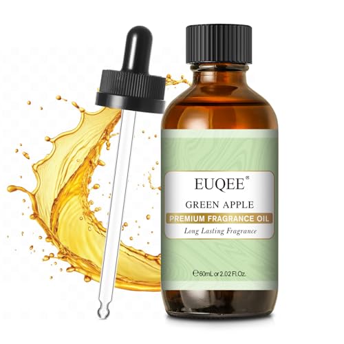 EUQEE Green Apple Fragrance Oils, 2.02 Fl oz / 60ml Essential Oils for Diffuser, Candle Making, DIY Soap with Glass Dropper