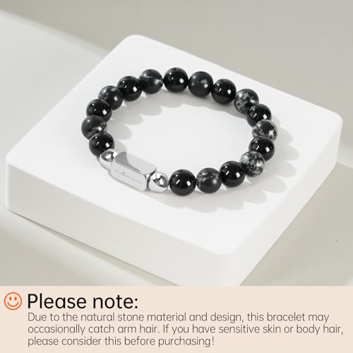 Bracelets for Men, 10MM Adjustable Men's Elastic Beaded Bracelet, Handcrafted Gifts for Anniversary, Birthday, Christmas, ...