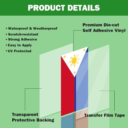 (Set of 2) Philippines Flag Star Sun Bumper Sticker UV DTF Decal Patriotic Filipino Pride Symbol Design for Car Window Lap...