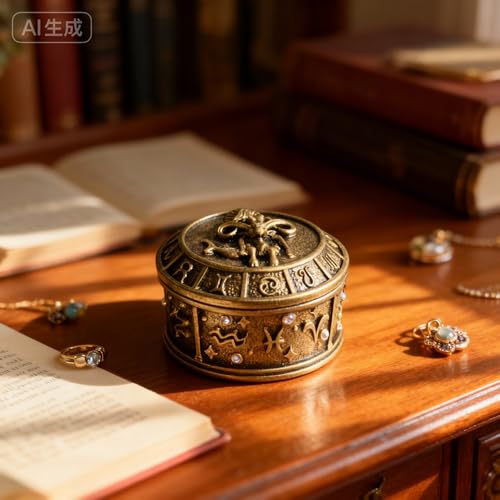 XinZhiRun Handmade Zodiac Jewelry Box with Constellation Engraving, Unique Handcrafted Gift for Birthday, Anniversary, or ...