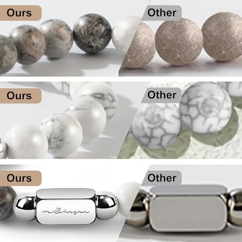 Bracelets for Men, 10MM Adjustable Men's Elastic Beaded Bracelet, Handcrafted Gifts for Anniversary, Birthday, Christmas, ...