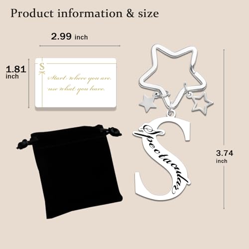 Qunrwe Stainless Steel Initial Letter A-Z Keychain,Inspirational Gifts for Women Men Friends Daughter Son Sister Dad Mom