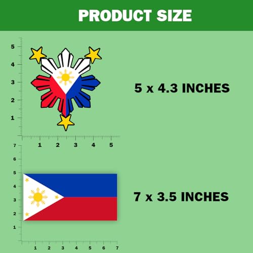 (Set of 2) Philippines Flag Star Sun Bumper Sticker UV DTF Decal Patriotic Filipino Pride Symbol Design for Car Window Lap...