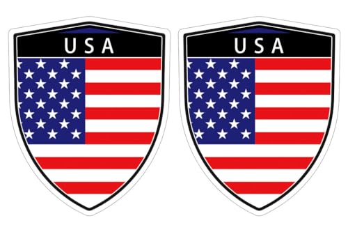 USA American Flag Shield Shape Decal car Bumper Window Sticker Set of 2, SH057