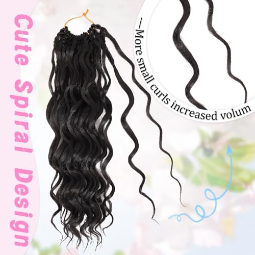 Gowit Pre Looped Deep Wave Crochet Hair 12 Inch 7 Packs Short Curly Black Pre Twisted Ocean Wave Deep Twist Crochet Braids...