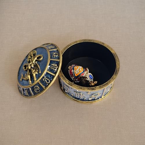XinZhiRun Handmade Zodiac Jewelry Box with Constellation Engraving, Unique Handcrafted Gift for Birthday, Anniversary, or ...