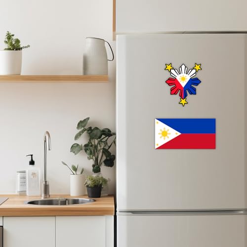 (Set of 2) Philippines Flag Star Sun Bumper Sticker UV DTF Decal Patriotic Filipino Pride Symbol Design for Car Window Lap...