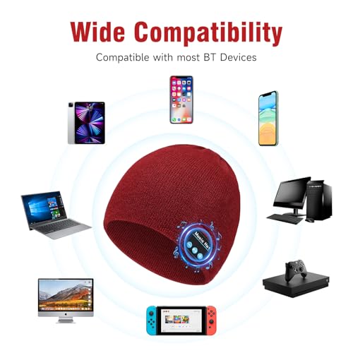 Bluetooth Beanie for Men Women, HD Stereo Sound Beanie with Headphones, Christmas Tech Gift & Stocking Stuffer Idea