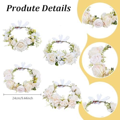 FREEBLOSS 100+pcs White Floral Crown DIY Kit Flower Crowns Making Kit DIY Floral Crown Garland Kit Wedding Hair Accessorie...