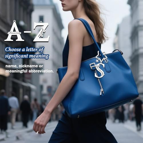 Qunrwe Stainless Steel Initial Letter A-Z Keychain,Inspirational Gifts for Women Men Friends Daughter Son Sister Dad Mom