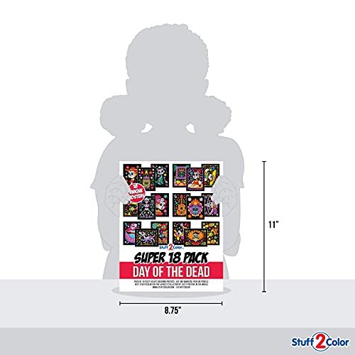 Super Pack of 18 Fuzzy Velvet Coloring Posters (Kids Themed - Day of the Dead) - Halloween and Dia de Los Muertos Coloring...