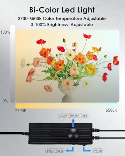 MIJIONE 17"x13"x13"Light Box Photography,Foldable Bi-Color Dimmable Shooting Tent Kit with LED Lights & 3 Backdrops，Photo ...