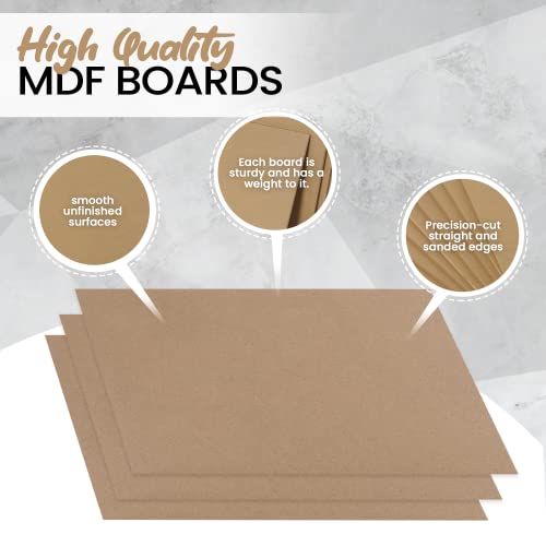 (8-Pack) CalPalmy 8” x 10” MDF Boards - 2mm Thick Boards for Carpentry, Interior Design, Hobby Crafts, and More - with Smo...