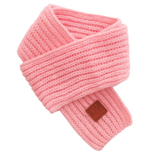 Avxdbr Pink Knitted Scarf Soft Warm Winter Neck Warmer for Girls Cozy Solid Color Knit Muffler Fashion Cold Weather Accessory