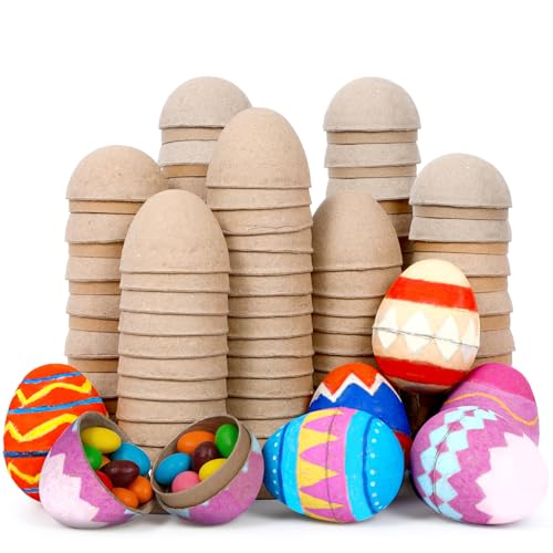 24Pcs DIY Paper Brown Easter Eggs Paintable and Fillable Blank Easter Eggs Crafts Color Your Own Egg Handcrafted Gifts Pro...