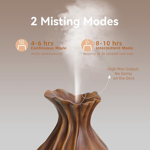 200ml Essential Oil Diffuser for Home, Wood Grain Cover Aromatherapy Diffuser, Cool Mist Humidifier with Safe Auto Shut-Of...