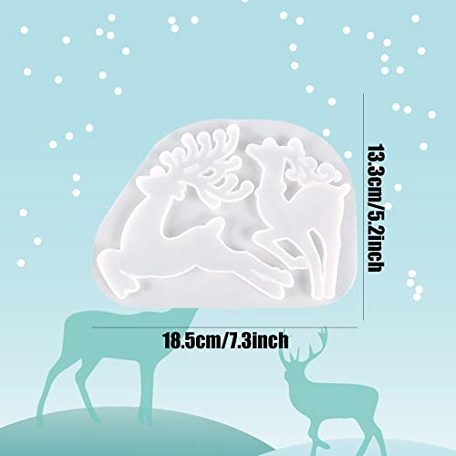 Christmas Resin Molds, Elk Reindeer Christmas Ornament Siliocne Moulds, Xmas Silicone Mold for Resin Casting, Deer Pendant...