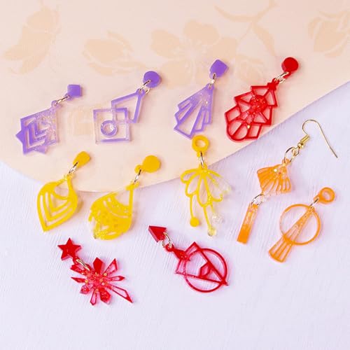 (4 Pack) Resin Earring Molds,Silicone Jewelry Mold with Hole, Variety Shape Geometric Resin Jewelry Molds for DIY Earrings...