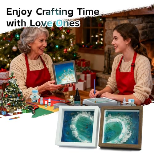iLAND Crafts for Adults Resin Art Kit DIY Beach Ocean Themed Crafting Adult Girls Night Craft Making Set Date Night Painti...