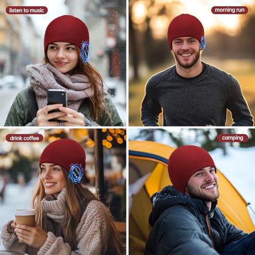 Bluetooth Beanie for Men Women, HD Stereo Sound Beanie with Headphones, Christmas Tech Gift & Stocking Stuffer Idea