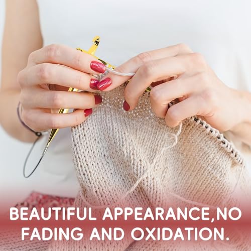 27Pc Gold Plated Tunisian Crochet Hooks Set 3mm-10mm, Interchangeable Aluminum Crochet Hook with Cable, Long Crochet Hooks...