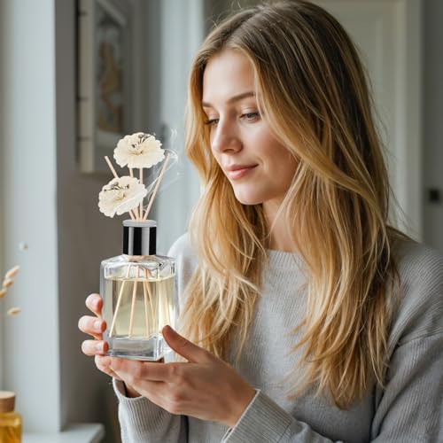 JUYRLE Reed Diffuser Making Kit- DIY Flower Reed Diffuser Set for Home with Essential Oil, Sticks, Glass Bottle, Air Fresh...
