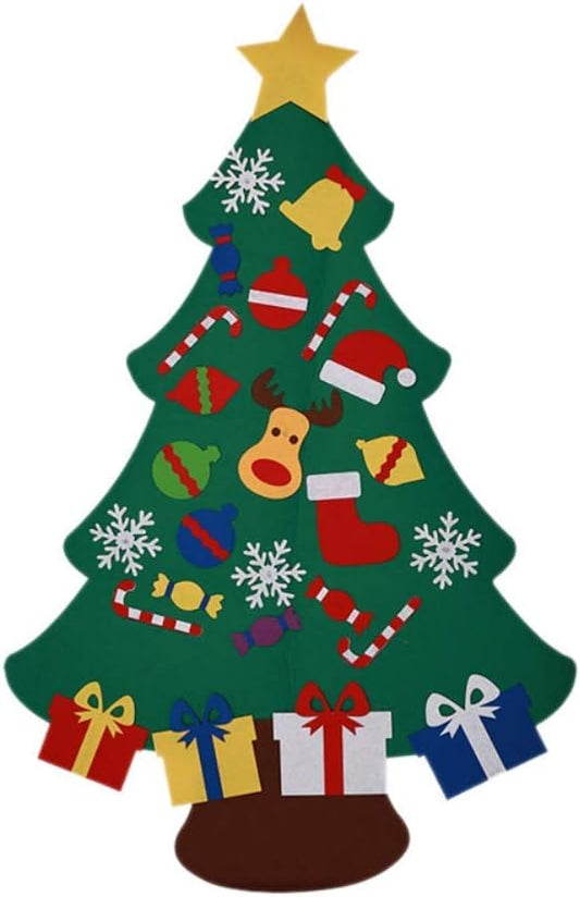 EONLYX Felt Christmas Tree DIY Felt Tree DIY Christmas Tree Door Wall Hanging Felt Christmas Tree with Ornaments Xmas Home...