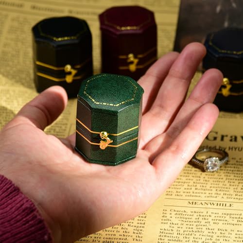 TAIMY Classical Victorian Style Wedding Tiny Ring Box, Handcrafted Gift Ring Box Proposal Pocket Size Small Keepsake Jewel...