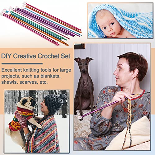 Coopay Long Crochet Hook Set, 11pcs Tunisian Multicolor Afghan Crochet Needles for Crocheting, 2mm(B)-8mm(L), Great Knitti...